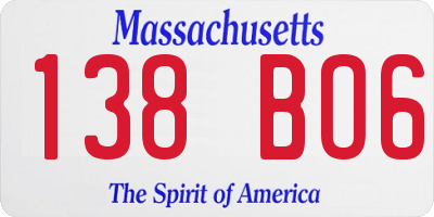 MA license plate 138BO6