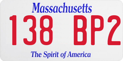 MA license plate 138BP2