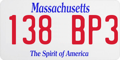 MA license plate 138BP3