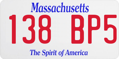 MA license plate 138BP5