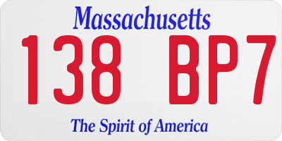 MA license plate 138BP7