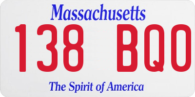 MA license plate 138BQ0