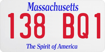 MA license plate 138BQ1