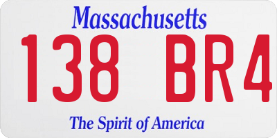 MA license plate 138BR4