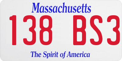 MA license plate 138BS3