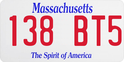 MA license plate 138BT5