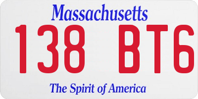 MA license plate 138BT6