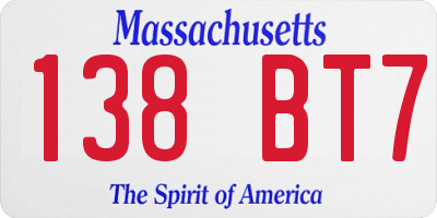 MA license plate 138BT7