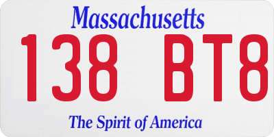 MA license plate 138BT8
