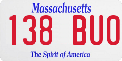 MA license plate 138BU0