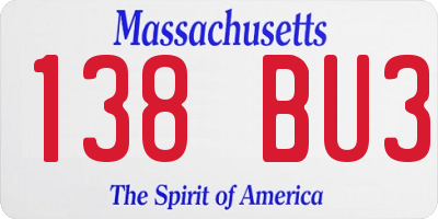 MA license plate 138BU3