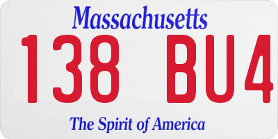 MA license plate 138BU4