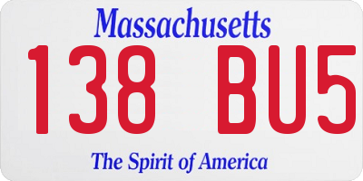 MA license plate 138BU5