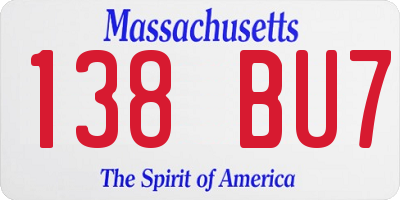 MA license plate 138BU7