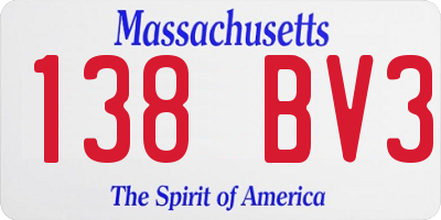 MA license plate 138BV3