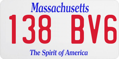 MA license plate 138BV6
