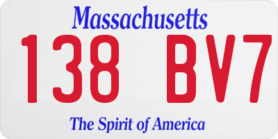 MA license plate 138BV7