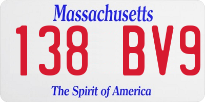 MA license plate 138BV9