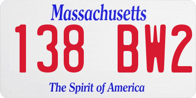MA license plate 138BW2
