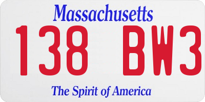 MA license plate 138BW3
