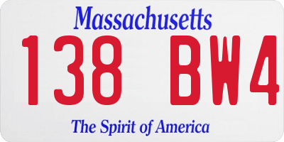 MA license plate 138BW4