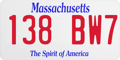 MA license plate 138BW7