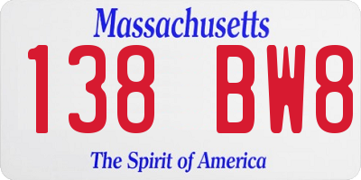 MA license plate 138BW8