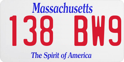 MA license plate 138BW9