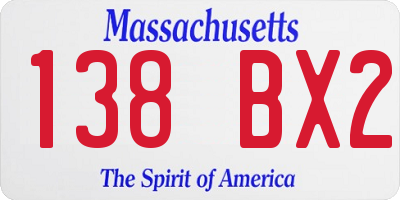 MA license plate 138BX2