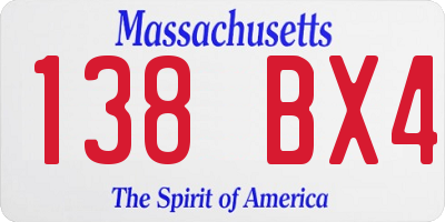 MA license plate 138BX4