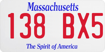 MA license plate 138BX5