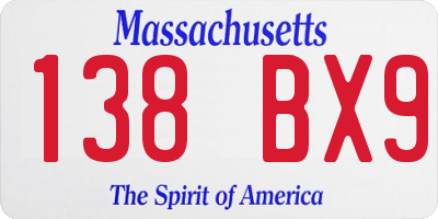 MA license plate 138BX9