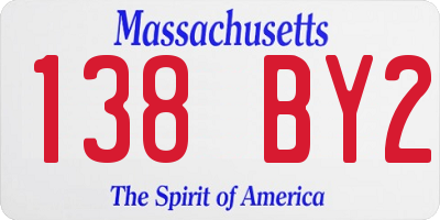 MA license plate 138BY2