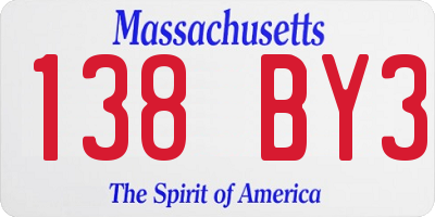 MA license plate 138BY3