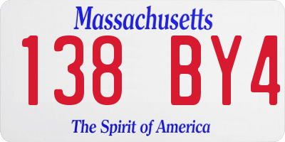 MA license plate 138BY4