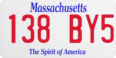 MA license plate 138BY5