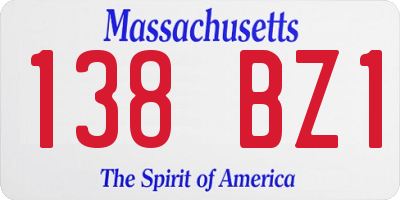 MA license plate 138BZ1