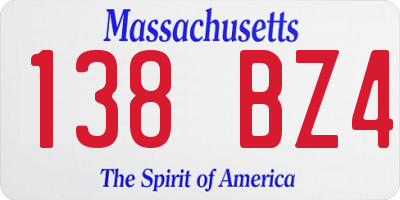 MA license plate 138BZ4