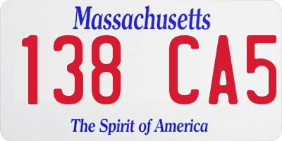 MA license plate 138CA5