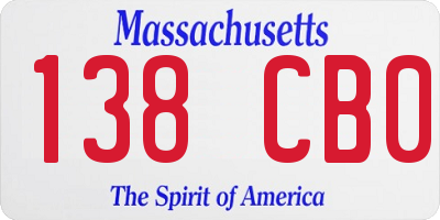MA license plate 138CB0