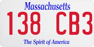 MA license plate 138CB3
