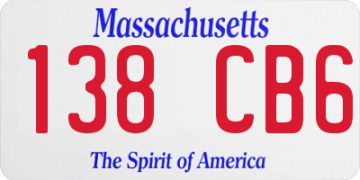 MA license plate 138CB6
