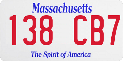 MA license plate 138CB7