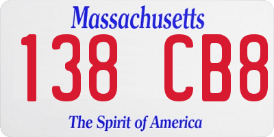 MA license plate 138CB8