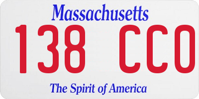 MA license plate 138CC0