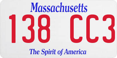 MA license plate 138CC3