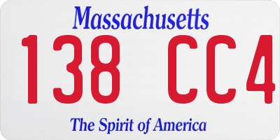 MA license plate 138CC4