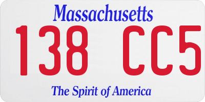 MA license plate 138CC5