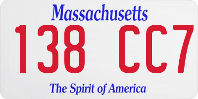 MA license plate 138CC7