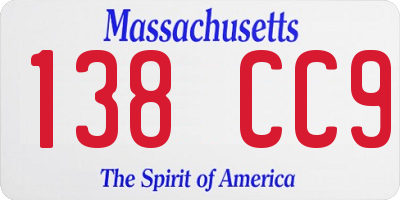 MA license plate 138CC9